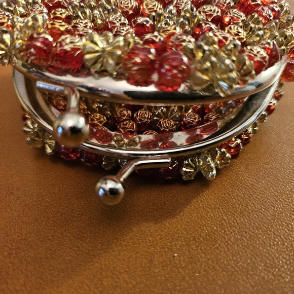 Vintage 1980's Hand Made Miniture Rose Beaded Coin Purse | Size Mini - Picture 6 of 8